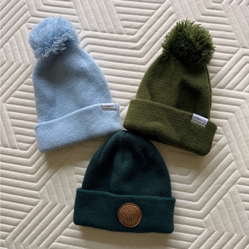 Kids Beanie Bundle - Blue, Olive Green, and Teal